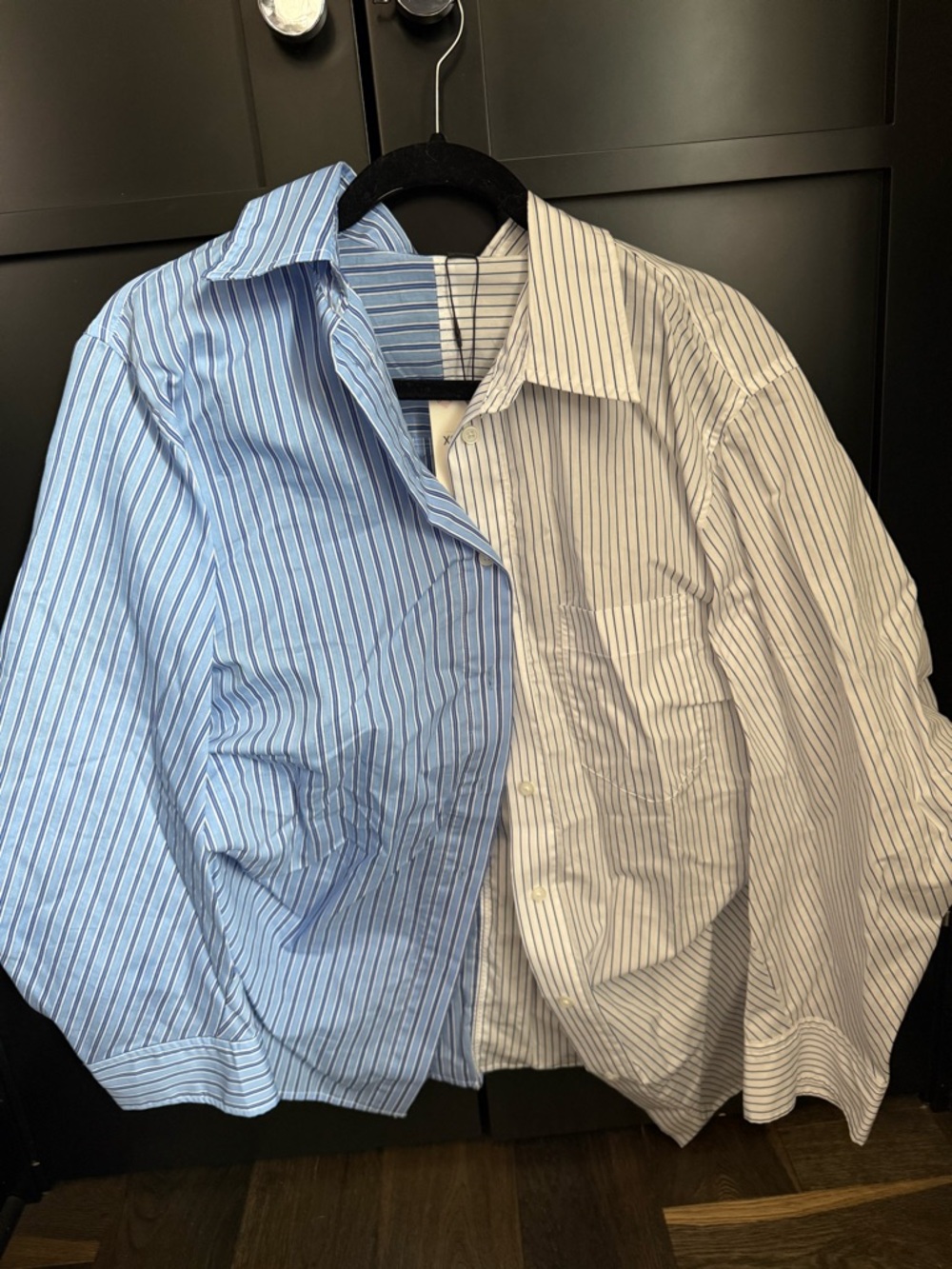 Zara Two-Tone Blue and White Striped Button-Down Shirt - Picture 2 of 6